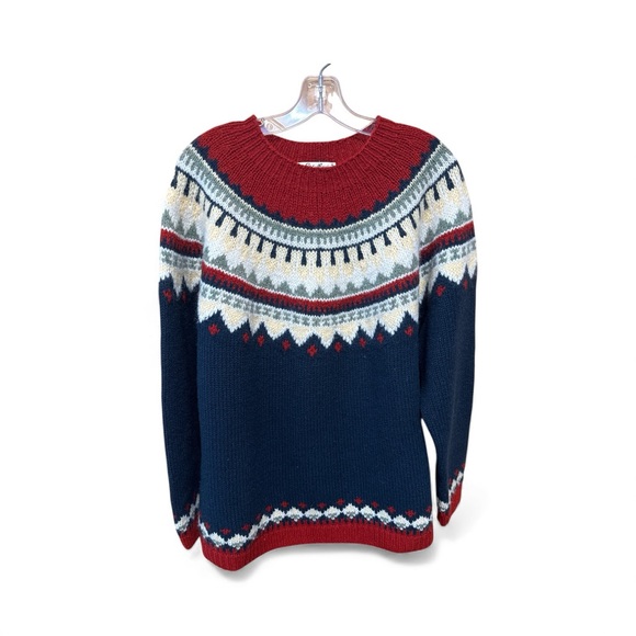 Vintage Eddie Bauer Wool Sweater Fair Isle - Picture 1 of 6